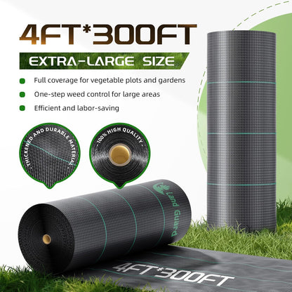 4ft x 300ft Weed Barrier Fabric Heavy Dusty, Ground Cover, Weed Mat, Woven Landscape Fabric for Garden, Lawn and Outdoor Project