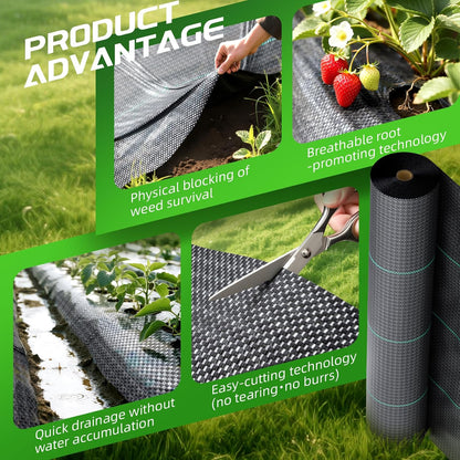 4ft x 300ft Weed Barrier Fabric Heavy Dusty, Ground Cover, Weed Mat, Woven Landscape Fabric for Garden, Lawn and Outdoor Project