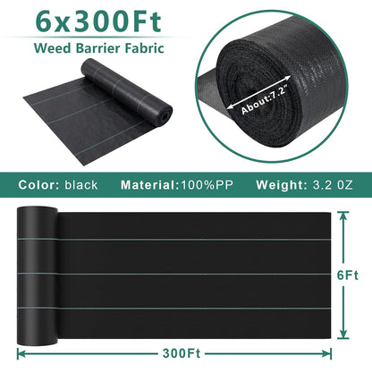 4ft x 300ft Weed Barrier Fabric Heavy Dusty, Ground Cover, Weed Mat, Woven Landscape Fabric for Garden, Lawn and Outdoor Project