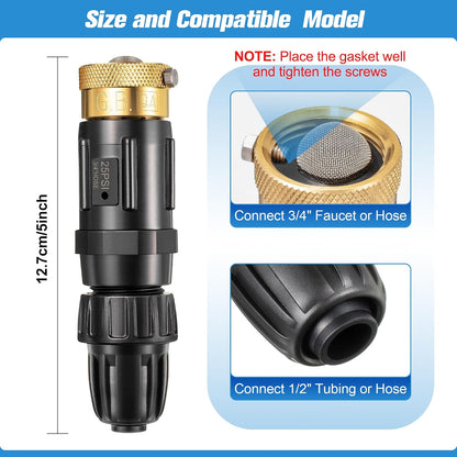 1 PC 25PSI Drip Irrigation Faucet Adapter Kit 1/2" Tubing to 3/4" Faucet