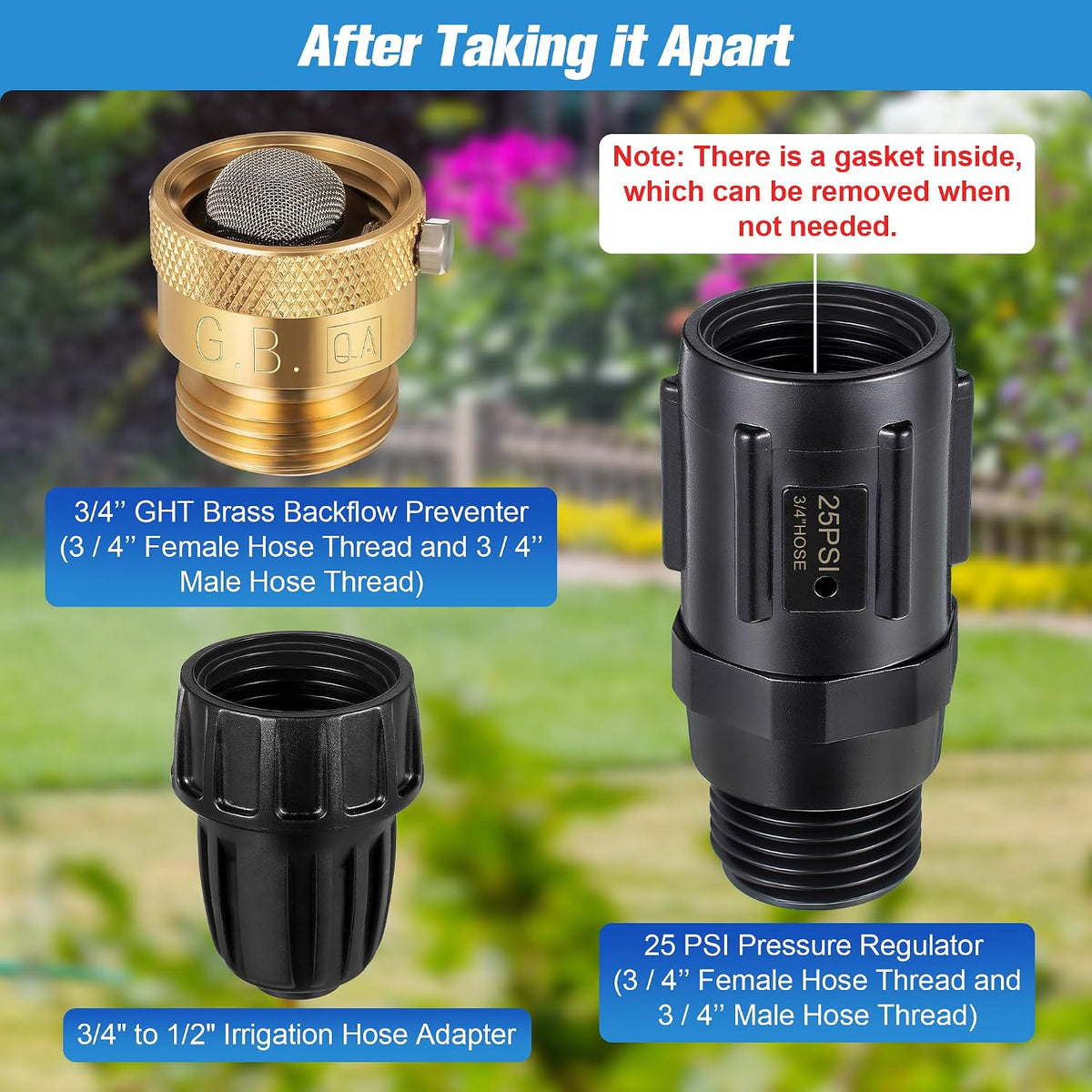 1 PC 25PSI Drip Irrigation Faucet Adapter Kit 1/2" Tubing to 3/4" Faucet