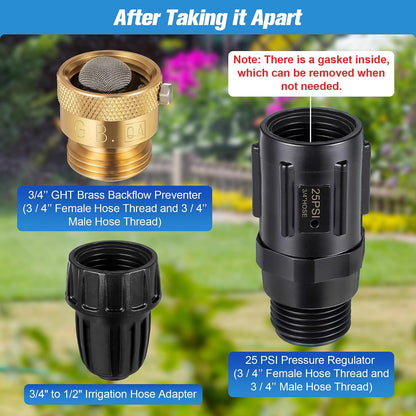 1 PC 25PSI Drip Irrigation Faucet Adapter Kit 1/2" Tubing to 3/4" Faucet