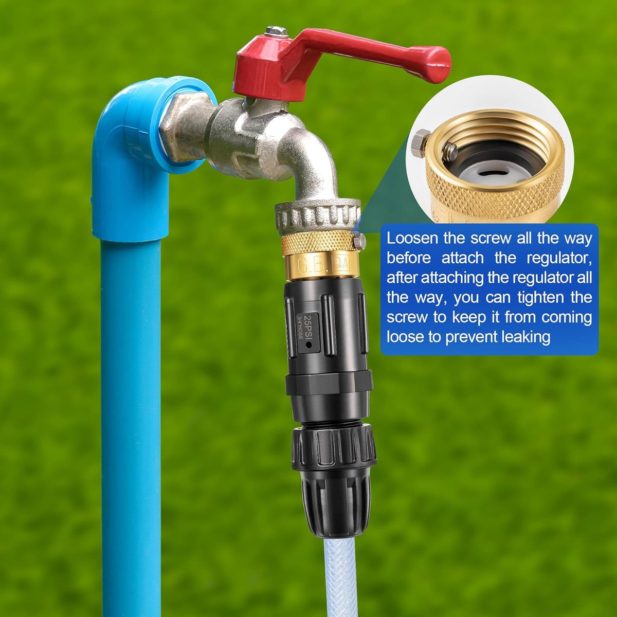 1 PC 25PSI Drip Irrigation Faucet Adapter Kit 1/2" Tubing to 3/4" Faucet