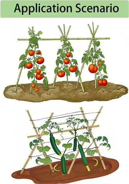 4 Ft Bamboo Stakes with 100 Twist Ties Natural Bamboo Garden Stakes for Tomatoes Cucumber Grapes Pole Beans Trees Potted Dahlia Flowers and Climbing Plants - Pack of 25