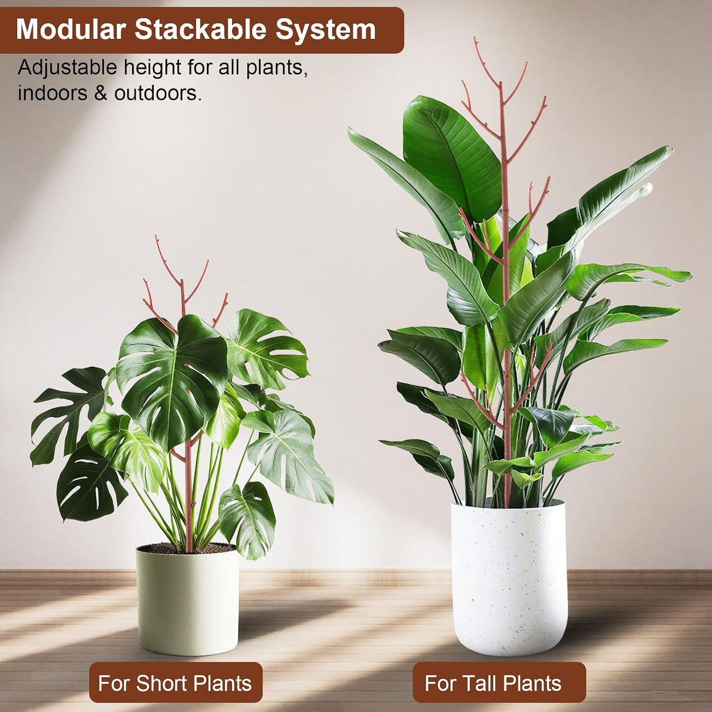 15 Pack Stackable Plant Support Stakes, Garden Trellis for Climbing Plants Indoor and Outdoor Use, Plant Accessories for Potted Plants Monstera, Plant Sticks for Climbing Plant Stems