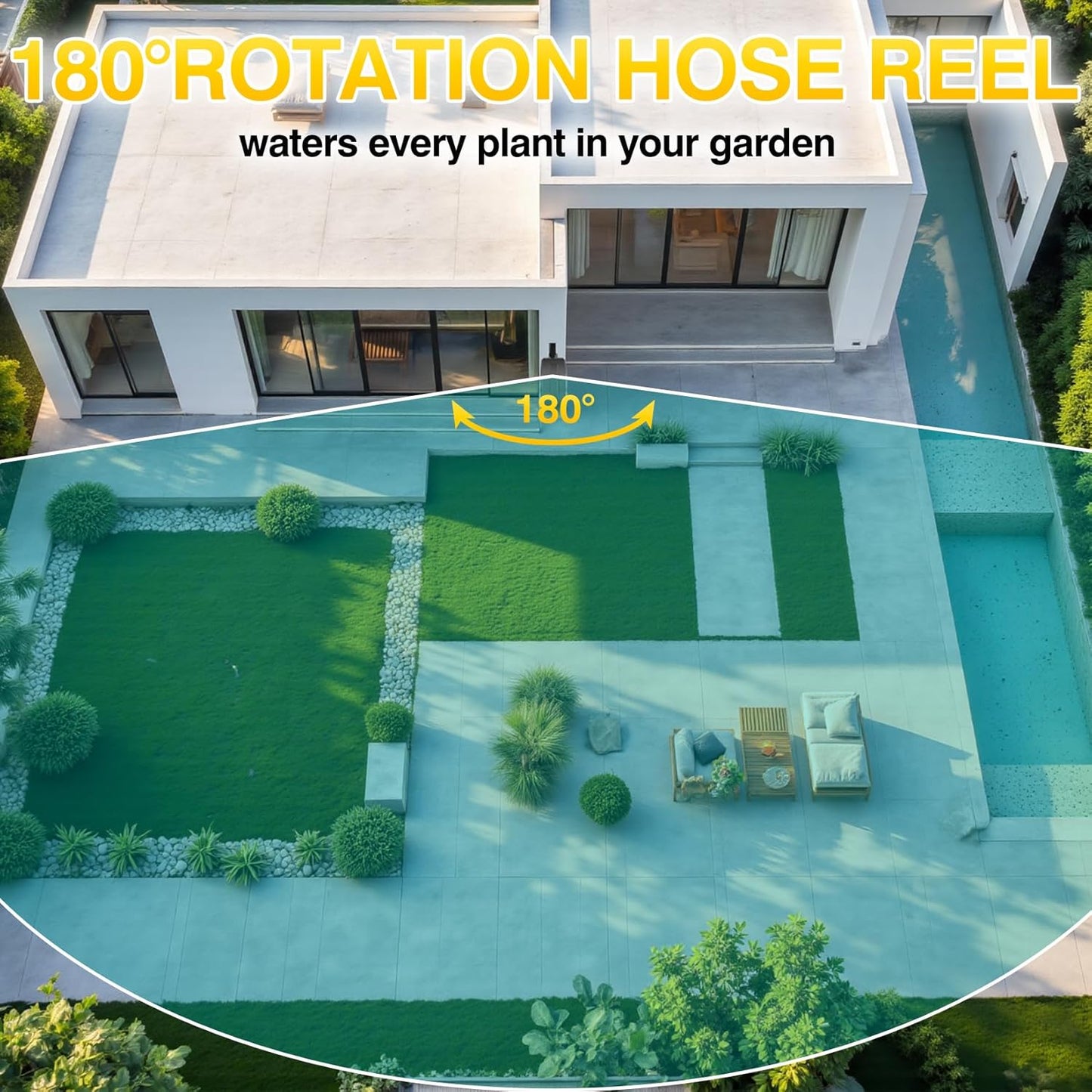 5/8" x 100 ft Retractable Garden Hose Reel, Heavy Duty Water Hose Reel