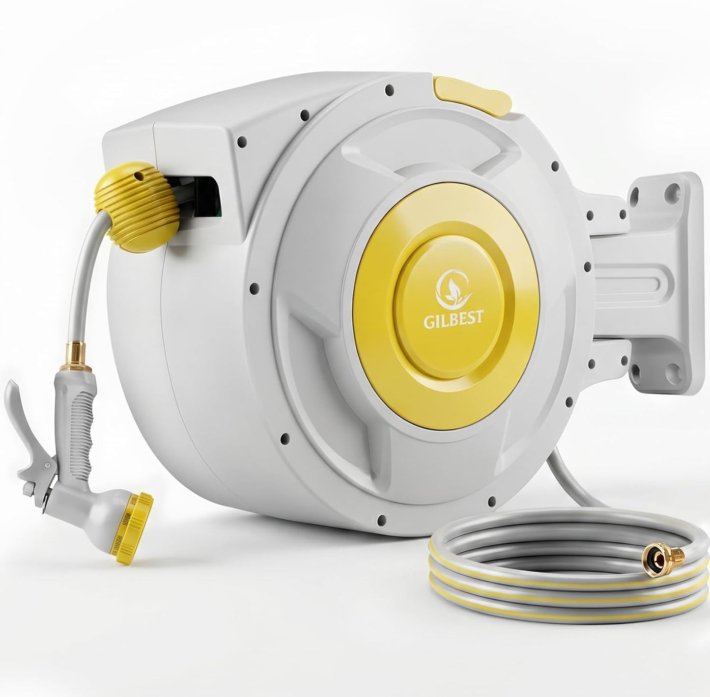 5/8" x 100 ft Retractable Garden Hose Reel, Heavy Duty Water Hose Reel