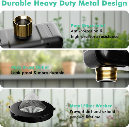 Smart Sprinkler Timer with Flow Meter, 2 Zone Water Timer for Garden Hose, Brass Inlet & Outlet, Automatic Lawn & Yard Irrigation Watering System, APP Remote Control (2.4Ghz WiFi Connection)