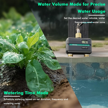 Smart Sprinkler Timer with Flow Meter, 2 Zone Water Timer for Garden Hose, Brass Inlet & Outlet, Automatic Lawn & Yard Irrigation Watering System, APP Remote Control (2.4Ghz WiFi Connection)