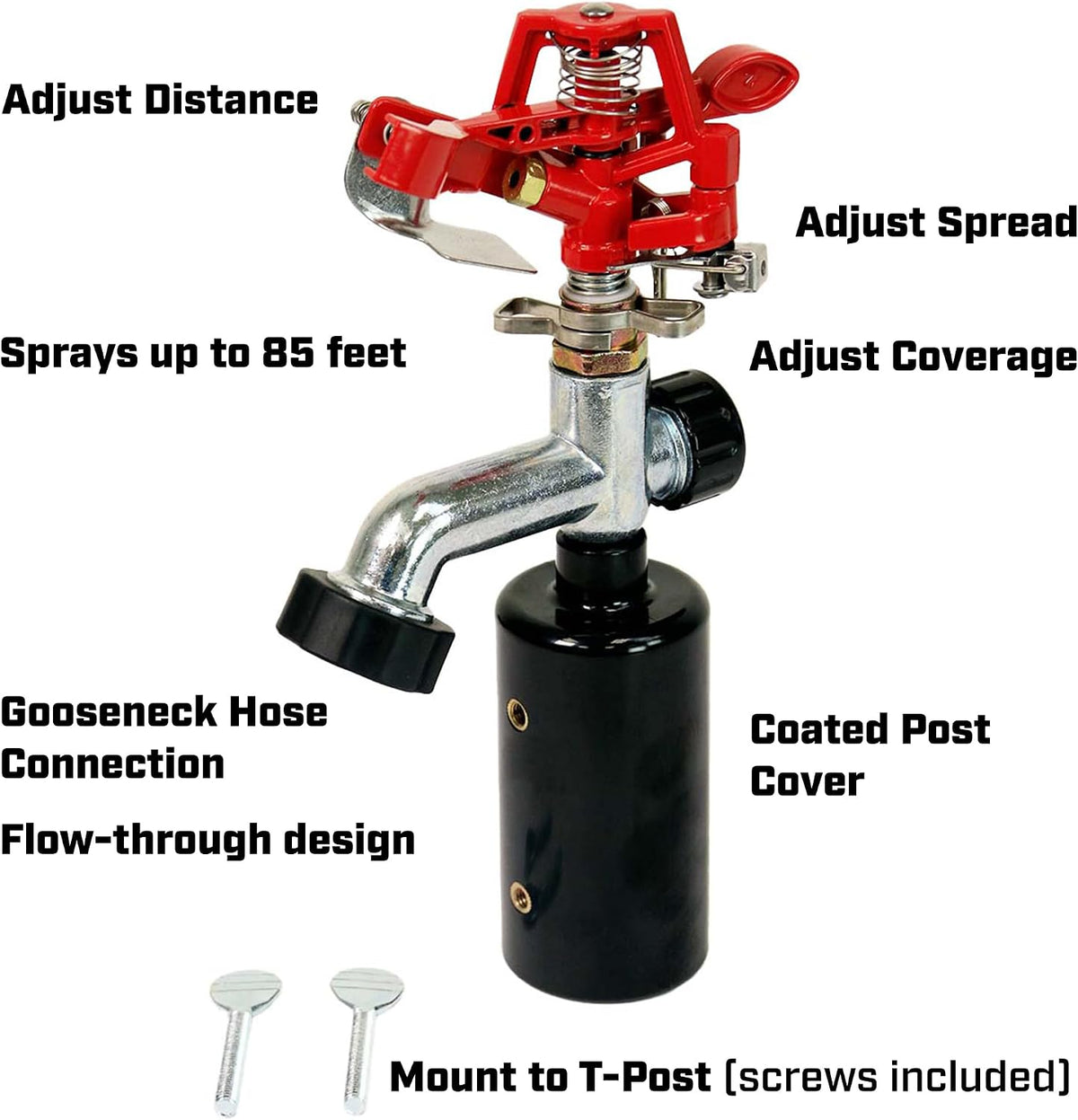 4984 T-Post Impact Sprinkler, 360-Degree Coverage up to 85 Ft