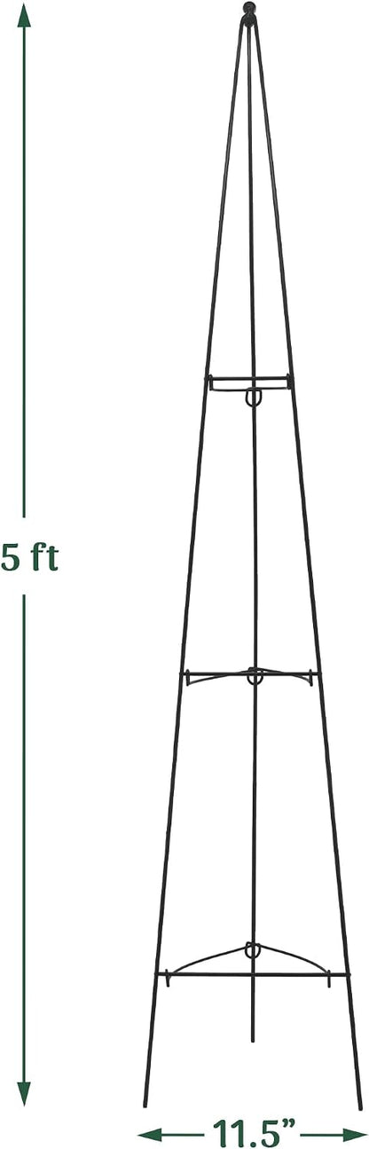 – No Assembly Required – 3 ft Folding Metal Obelisk Trellis for Climbing Plants – Plastic-Coated Grow Support for Indoor Outdoor Flowers, Vegetables, Vines, Ivy