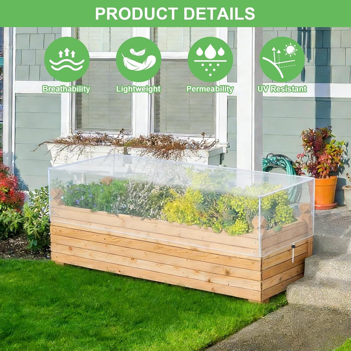 2 Pack Garden Netting for Raised Beds, Raised Beds Bug Net with Drawstring