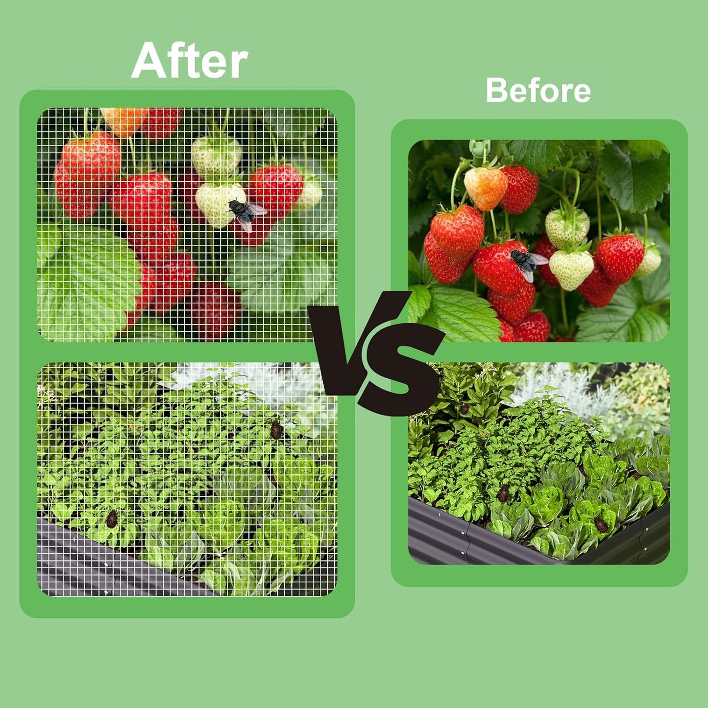 2 Pack Garden Netting for Raised Beds, Raised Beds Bug Net with Drawstring