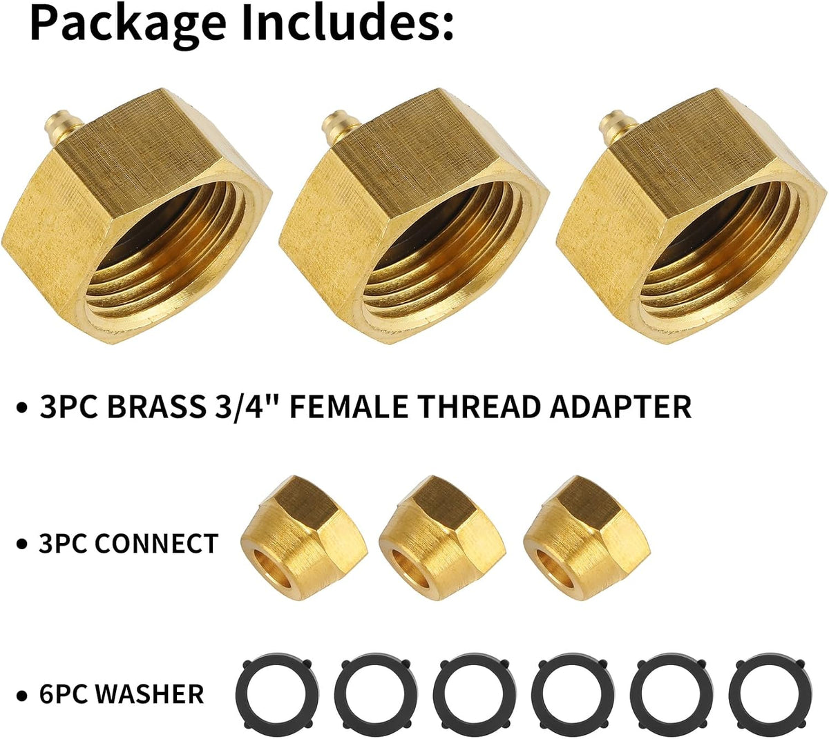 3 Set Garden Hose Adapter, 3/4'' Female Thread to 1/4'' Irrigation Tubing