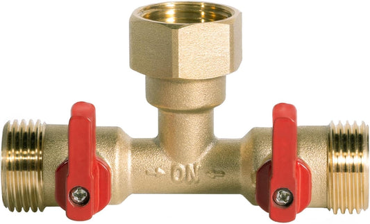 3/4" hose splitter 2 way water splitter male connectors allows you to run 2 hoses, hose quick connectors, hose spigot