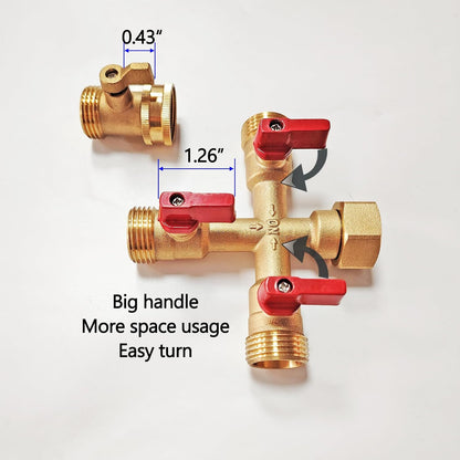 3/4" hose splitter 2 way water splitter male connectors allows you to run 2 hoses, hose quick connectors, hose spigot