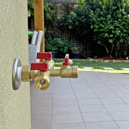 3/4" hose splitter 2 way water splitter male connectors allows you to run 2 hoses, hose quick connectors, hose spigot