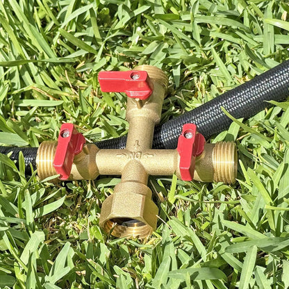 3/4" hose splitter 2 way water splitter male connectors allows you to run 2 hoses, hose quick connectors, hose spigot