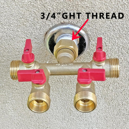 3/4" hose splitter 2 way water splitter male connectors allows you to run 2 hoses, hose quick connectors, hose spigot