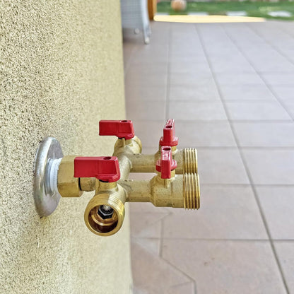 3/4" hose splitter 2 way water splitter male connectors allows you to run 2 hoses, hose quick connectors, hose spigot