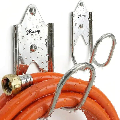 Stainless Steel Garden Hose Hanger (Set of 2), for Garden Hose Holder, Rust Free Hose Holder Wall Mount, Heavy Duty Wall Mount Hose Hanger