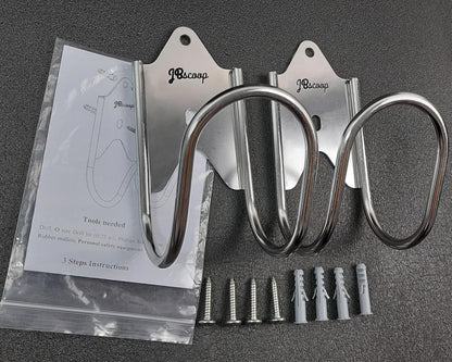 Stainless Steel Garden Hose Hanger (Set of 2), for Garden Hose Holder, Rust Free Hose Holder Wall Mount, Heavy Duty Wall Mount Hose Hanger