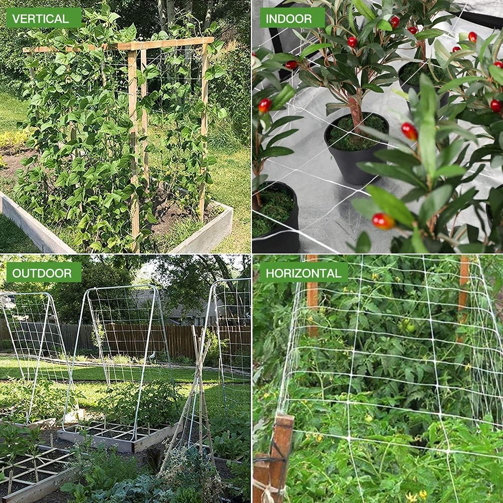 Trellis Netting, Heavy-Duty Garden Plant Trellis Netting for Climbing Plants, Outdoor Indoor Grow Net for Beans Tomatoes Peas Pumpkin Flowers, 6x30ft, 1 Pack