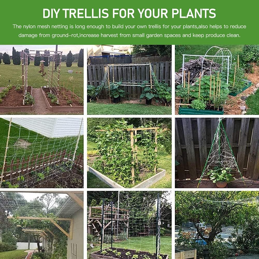 Trellis Netting, Heavy-Duty Garden Plant Trellis Netting for Climbing Plants, Outdoor Indoor Grow Net for Beans Tomatoes Peas Pumpkin Flowers, 6x30ft, 1 Pack