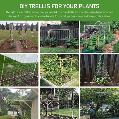 Trellis Netting, Heavy-Duty Garden Plant Trellis Netting for Climbing Plants, Outdoor Indoor Grow Net for Beans Tomatoes Peas Pumpkin Flowers, 6x30ft, 1 Pack