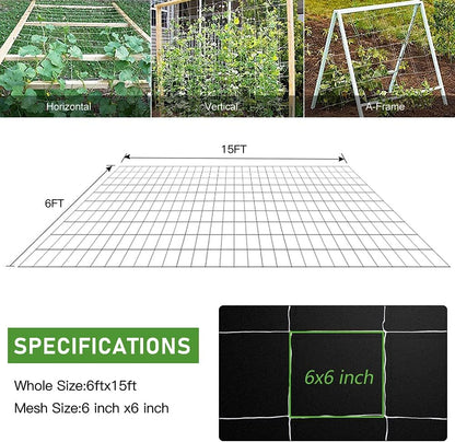 Trellis Netting, Heavy-Duty Garden Plant Trellis Netting for Climbing Plants, Outdoor Indoor Grow Net for Beans Tomatoes Peas Pumpkin Flowers, 6x30ft, 1 Pack