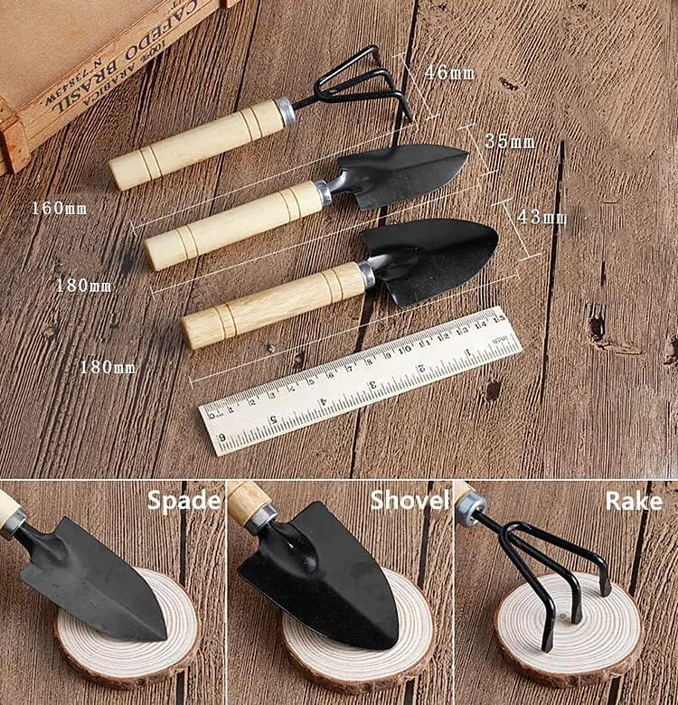 3PC Garden Tool Set with Soft Rubberized Non-Slip Handles - Hand Trowel, Transplant Trowel, Hand Rake in Polished Aluminum - Ideal for All Gardening Needs and The for Gardeners