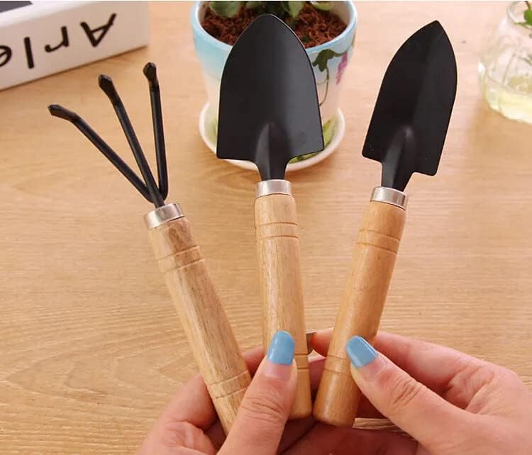 3PC Garden Tool Set with Soft Rubberized Non-Slip Handles - Hand Trowel, Transplant Trowel, Hand Rake in Polished Aluminum - Ideal for All Gardening Needs and The for Gardeners
