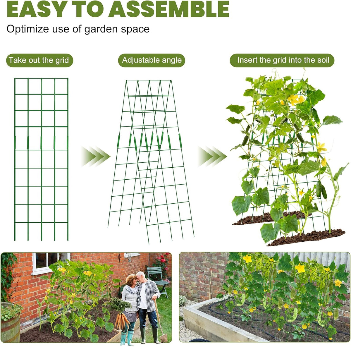 Cucumber Trellis 2 Pack, 59" H Foldable A-Frame Garden Trellis
