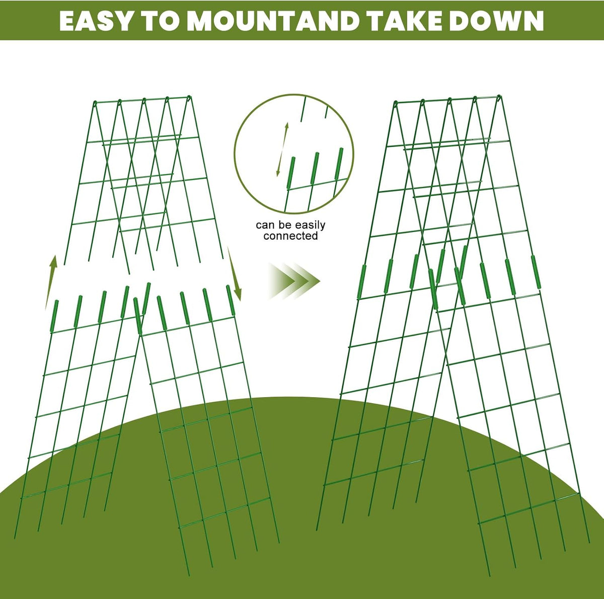 Cucumber Trellis 2 Pack, 59" H Foldable A-Frame Garden Trellis