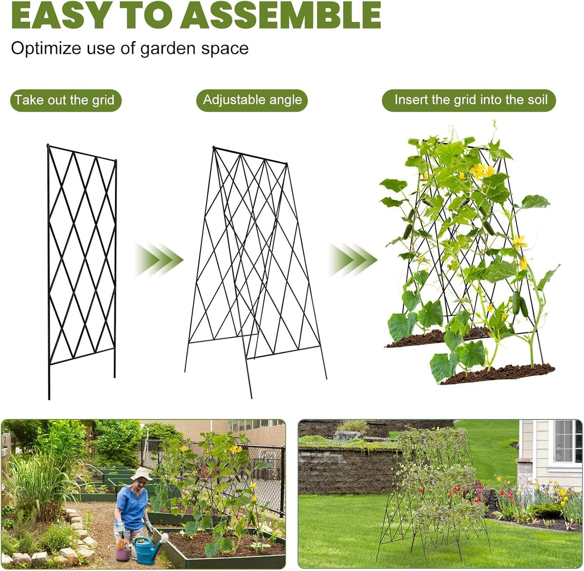 Cucumber Trellis 2 Pack, 59" H Foldable A-Frame Garden Trellis