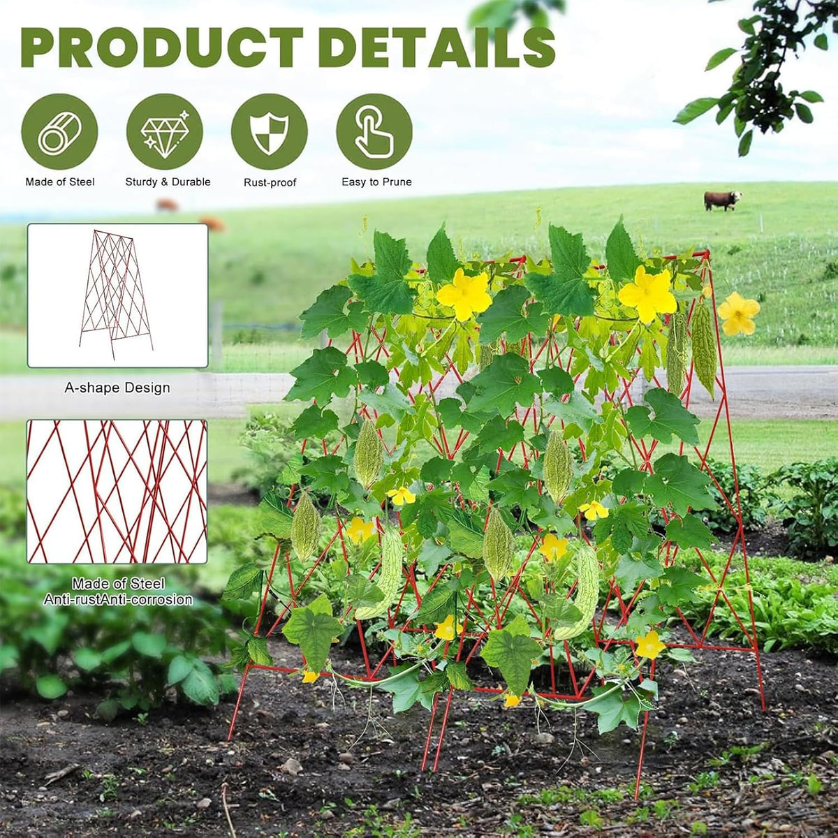 Cucumber Trellis 2 Pack, 59" H Foldable A-Frame Garden Trellis
