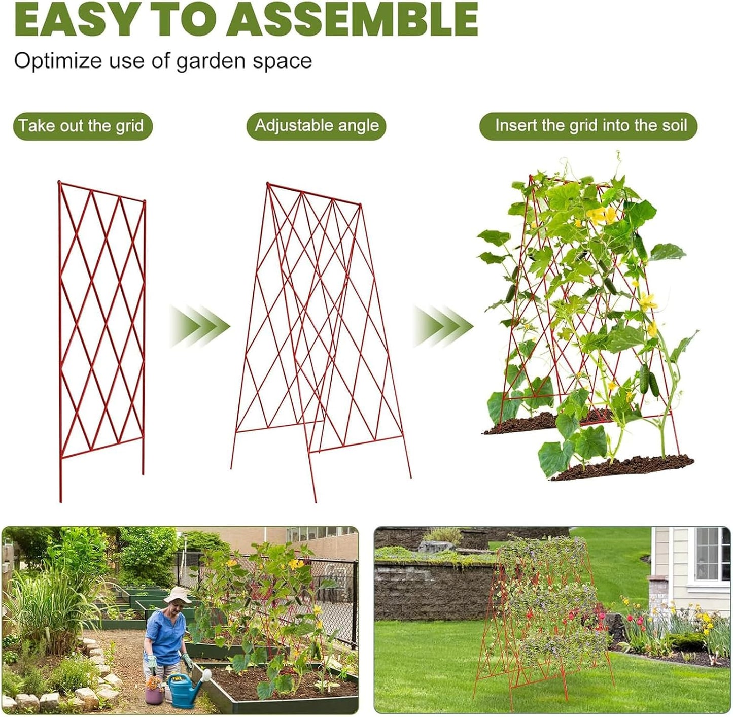Cucumber Trellis 2 Pack, 59" H Foldable A-Frame Garden Trellis