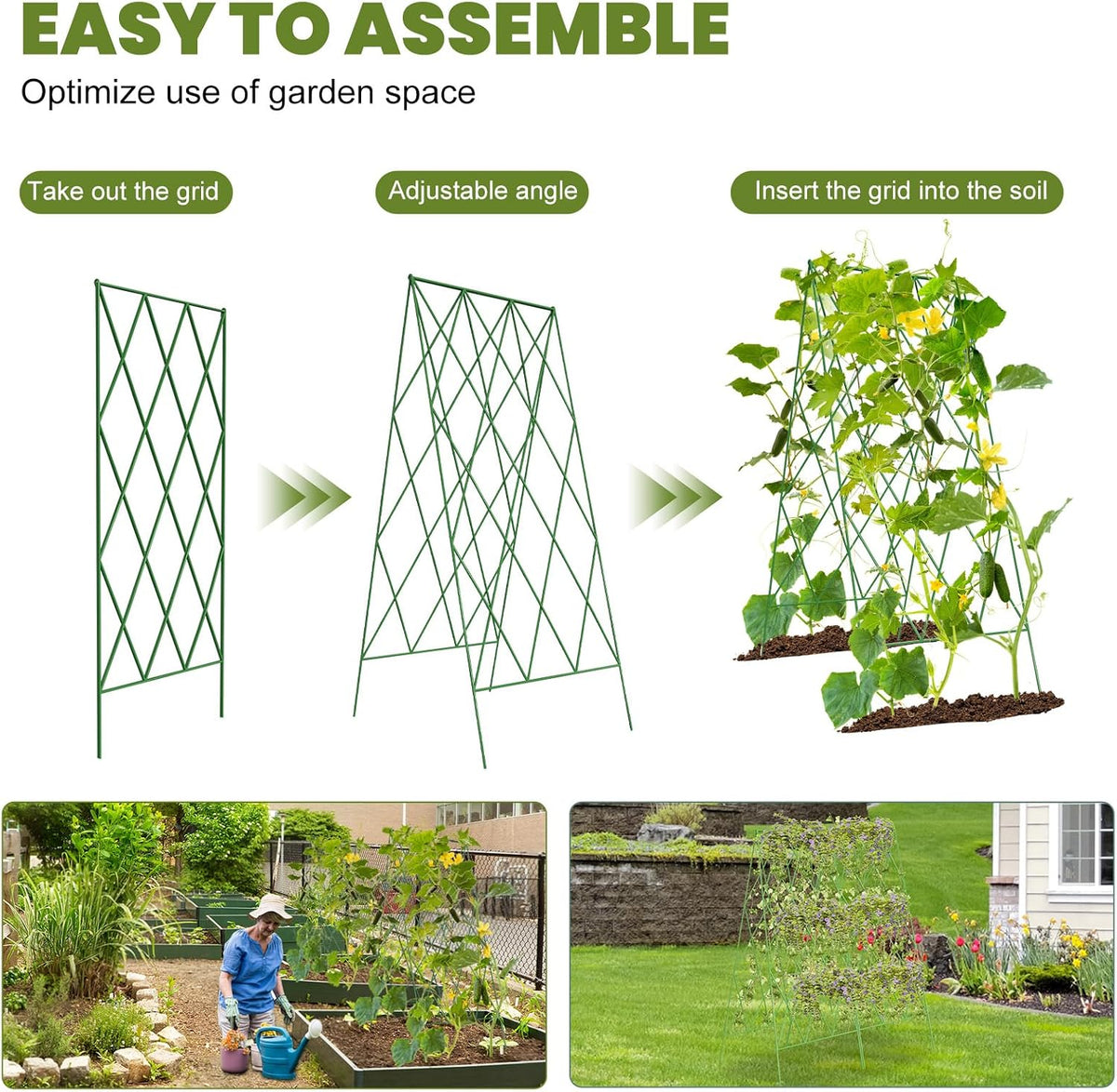 Cucumber Trellis 2 Pack, 59" H Foldable A-Frame Garden Trellis