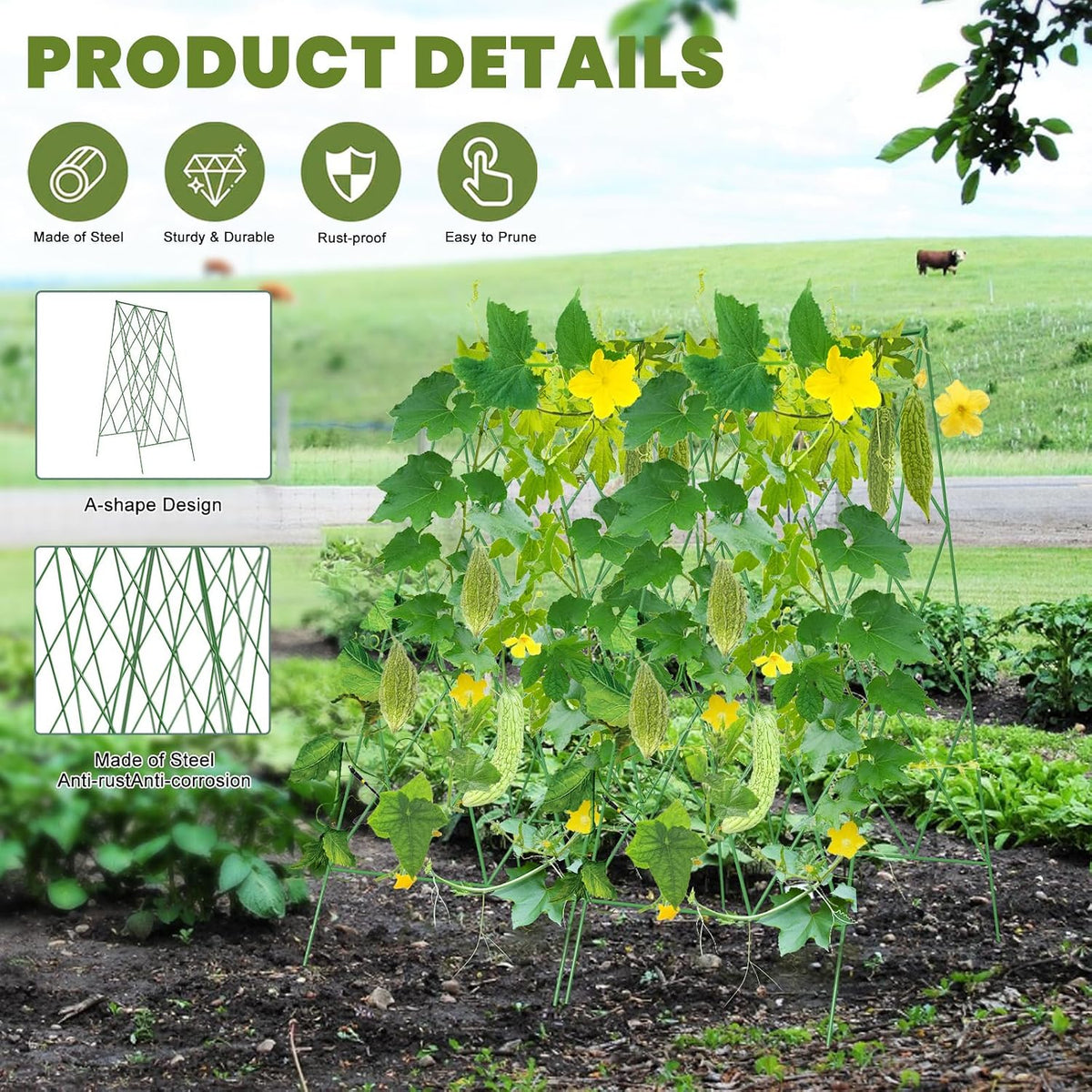 Cucumber Trellis 2 Pack, 59" H Foldable A-Frame Garden Trellis