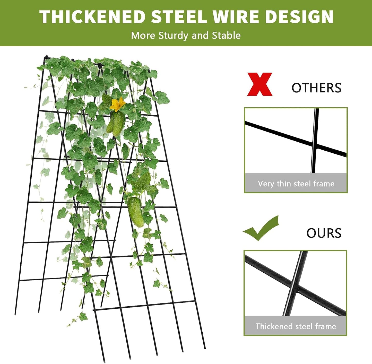 Cucumber Trellis 2 Pack, 59" H Foldable A-Frame Garden Trellis
