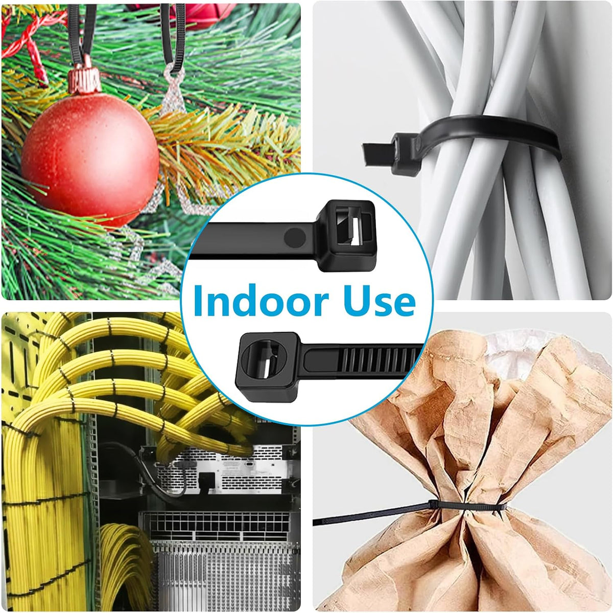 Green Zip Ties, Zip Ties Assorted Sizes 4/6/8/12 inch, 200 Pack, 18-50 lb Tensile Strength, Zipties, Green Cable Ties for Christmas, Garden, Plants, Floral Arrangements