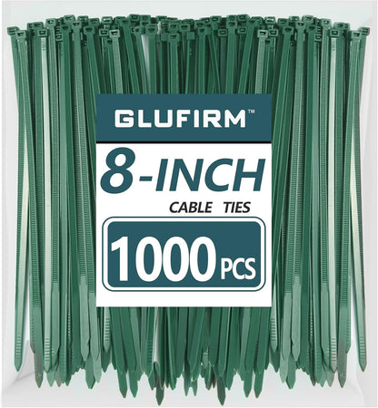 Green Zip Ties, Zip Ties Assorted Sizes 4/6/8/12 inch, 200 Pack, 18-50 lb Tensile Strength, Zipties, Green Cable Ties for Christmas, Garden, Plants, Floral Arrangements