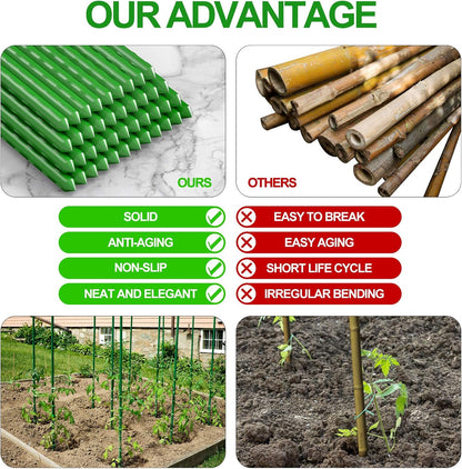 Garden Stakes 48 inch 4ft Sturdy Tomato Stakes, Plant Stakes for Outdoor Plants, Metal Plant Support Sticks for Gardening, Pack of 30