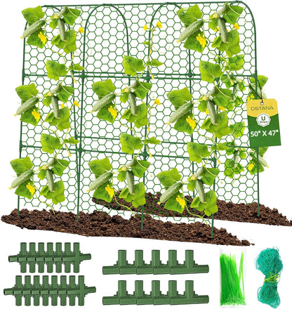 Cucumber Trellis, 50" X 47" U-Shape Garden Trellis for Climbing Plants Outdoor, Arch Trellis Cucumber for Raised Bed, Foldable Plant Support for Vine/Vegetable/Tomato/Zucchini/Pea