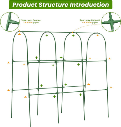 Cucumber Trellis, 50" X 47" U-Shape Garden Trellis for Climbing Plants Outdoor, Arch Trellis Cucumber for Raised Bed, Foldable Plant Support for Vine/Vegetable/Tomato/Zucchini/Pea