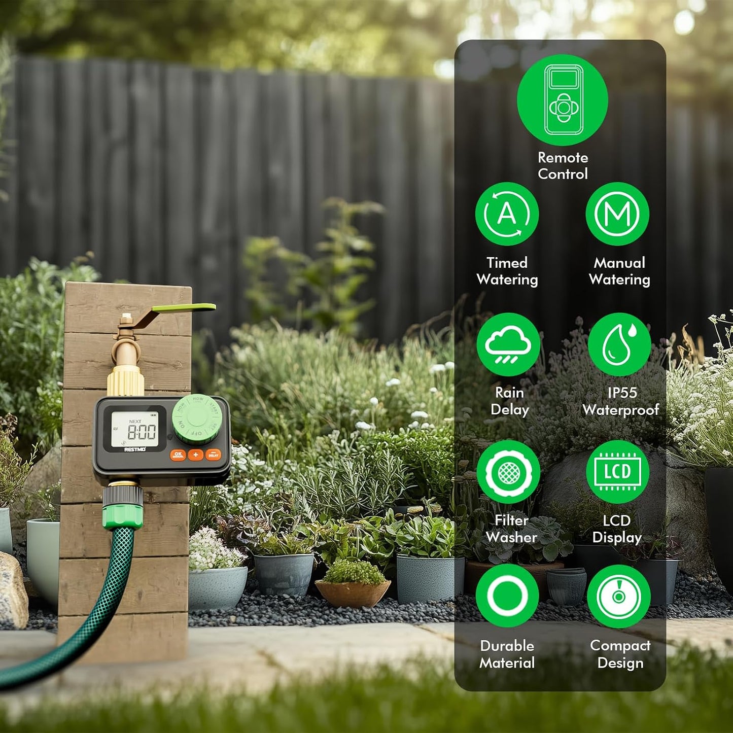 RF Remote Controlled Sprinkler Timer for Garden Hose