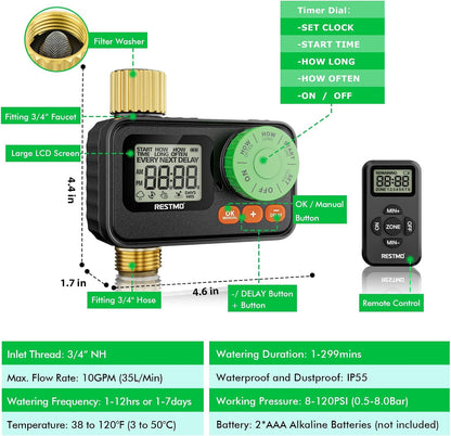 RF Remote Controlled Sprinkler Timer for Garden Hose