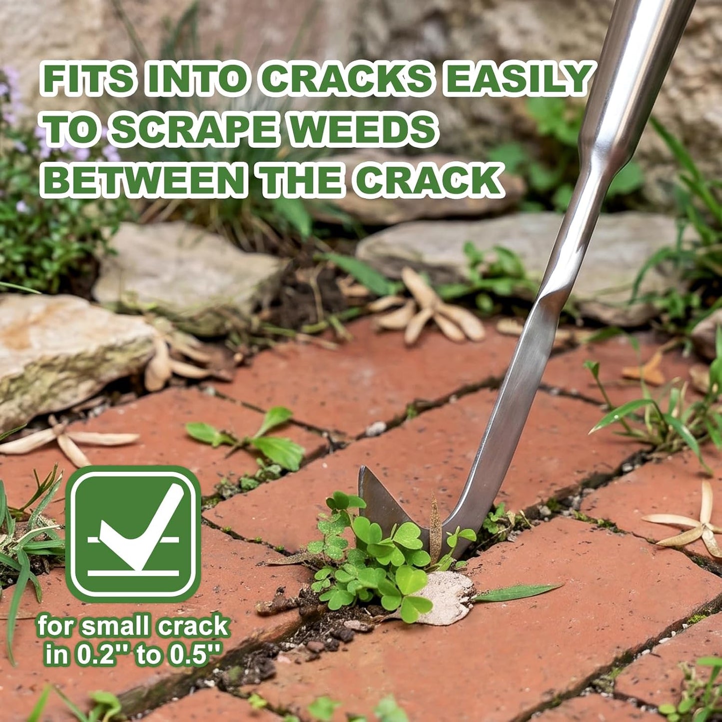 Long Handle Crack Weeder Tool, 62'' L Shape Crevice Weeding Tool