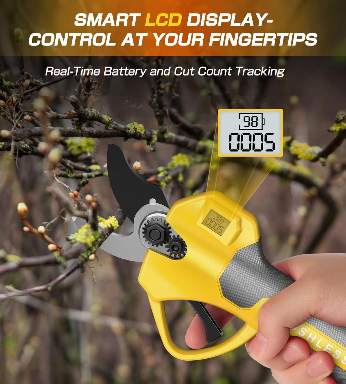 Electric Pruning Shears for DeWalt 20V Max Cordless1.4 Inches Branch Cutter Battery Pruning Shears with LCD Display Power Scissors for Gardening Tree Trimming, Bare Tool Only (NO Battery)