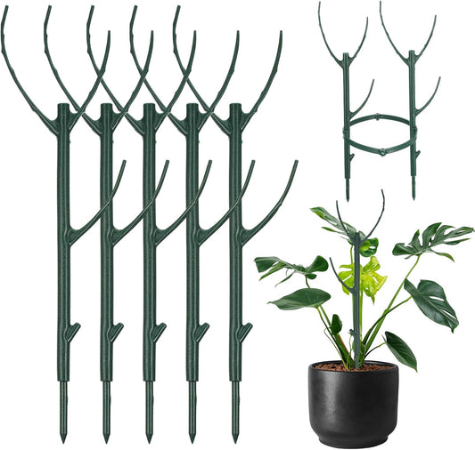 5Pcs Stackable Monstera Plant Support Stake Stem Holder Structures Frame & Plant Cage Support Ring for Sphagnum Twig Trellis Indoor Outdoor Potted Plants Stick for Vine Training & Stem Stabilization